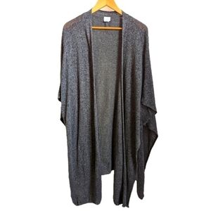 Sigrid OLSEN Grey Lagenlook Minimalist Open Front Long Lined Cardigan One Size